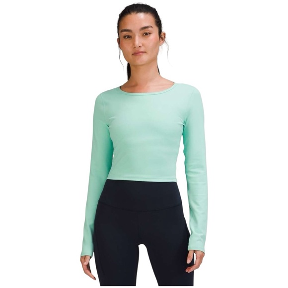 lululemon athletica Tops - Lululemon Crop Top Mint Green Long Sleeve Women's Size 6